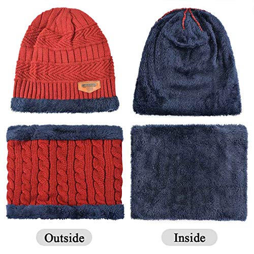 heekpek Niños Sombrero Caliente de Punto y Bufanda Tubular con Forro de Lana, para Niños y Niñas Conjunto de Bufanda Gorro Niños Kids (Rojo Vino) heekpek Niños Sombrero Caliente de Punto y Bufanda Tubular con Forro de Lana, para Niños y Niñas Conjunto de Bufanda Gorro Niños Kids (Rojo Vino)