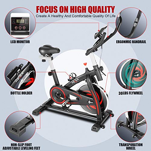 Heka Bicicleta Estática para Fitness, Bicicleta Spinning Bici Estática de Interior, Bicicleta de Ejercicio Resistencia Ajustable con Pantalla LCD y Monitor de Frecuencia Cardíaca, Max peso 150 kg Heka Bicicleta Estática para Fitness, Bicicleta Spinning Bici Estática de Interior, Bicicleta de Ejercicio Resistencia Ajustable con Pantalla LCD y Monitor de Frecuencia Cardíaca, Max peso 150 kg