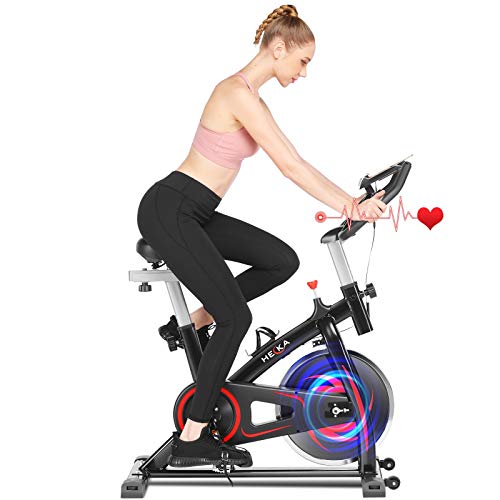 Heka Bicicleta Estática para Fitness, Bicicleta Spinning Bici Estática de Interior, Bicicleta de Ejercicio Resistencia Ajustable con Pantalla LCD y Monitor de Frecuencia Cardíaca, Max peso 150 kg Heka Bicicleta Estática para Fitness, Bicicleta Spinning Bici Estática de Interior, Bicicleta de Ejercicio Resistencia Ajustable con Pantalla LCD y Monitor de Frecuencia Cardíaca, Max peso 150 kg