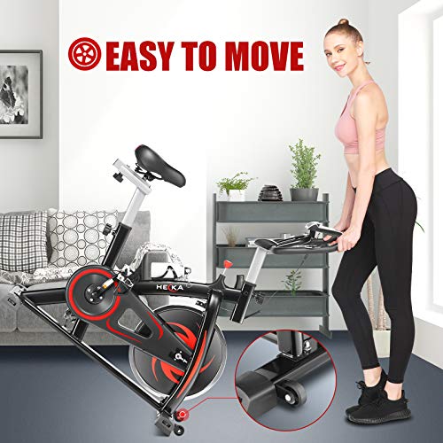 HEKA Bicicleta Estáticas para Fitness, Bicicleta Spinning de Interior, Profesional Bicletas Estáticas,Bici Spinning con Manillar y Asiento Resistencia Ajustables,Pulsómetro y Pantalla LCD, Max.150 kg