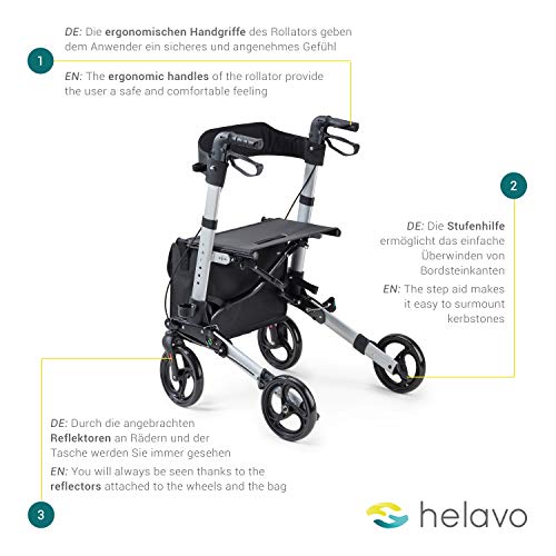 HELAVO - andador para ancianos - caminadores de aluminio plegables para mayores HELAVO - andador para ancianos - caminadores de aluminio plegables para mayores