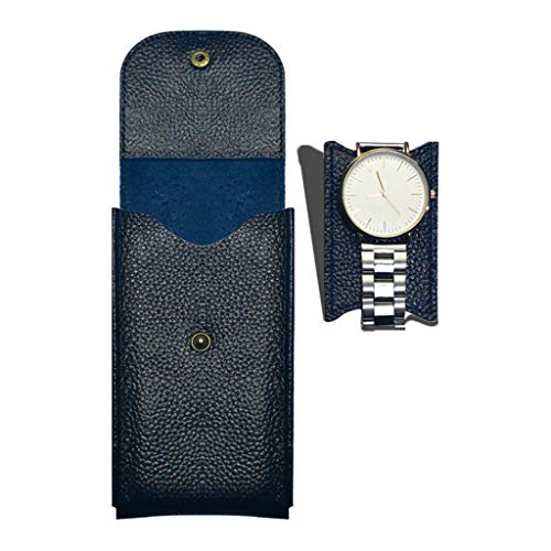 Hellery Delicada Funda De Cuero para Reloj Individual, Reloj De Pulsera, Estuche para Viajar - Azul Marino