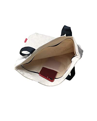 Hello-Bags - Bolso Tote con Cremallera, Forro y Bolsillo Interior, Blanco, 38 cm Hello-Bags - Bolso Tote con Cremallera, Forro y Bolsillo Interior, Blanco, 38 cm