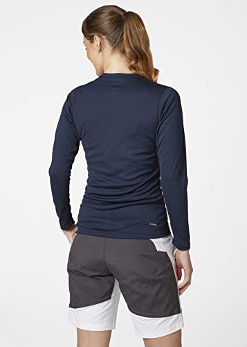 Helly Hansen W HH Tech Crew LS Camiseta Tecnica, Mujer, Azul Navy, L Helly Hansen W HH Tech Crew LS Camiseta Tecnica, Mujer, Azul Navy, L