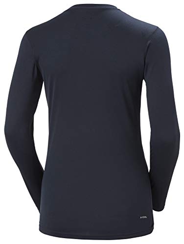 Helly Hansen W HH Tech Crew LS Camiseta Tecnica, Mujer, Azul Navy, L