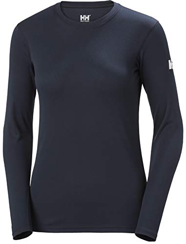 Helly Hansen W HH Tech Crew LS Camiseta Tecnica, Mujer, Azul Navy, L