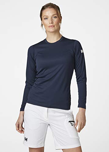 Helly Hansen W HH Tech Crew LS Camiseta Tecnica, Mujer, Azul Navy, L