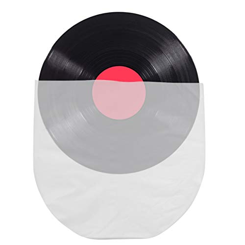 Hemoton - Lote de 50 discos de vinilo con mangas interiores antiestáticas, fondo redondo, bolsa de plástico transparente para CD y protección interior para 25 cm