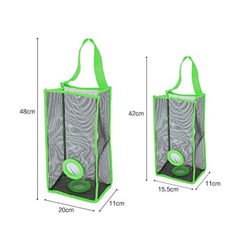 Hemoton Organizador de bolsas de plástico Dispensador Bolsas De Basura en Malla Dispensador de bolsas de plástico para la cocina (Verde)