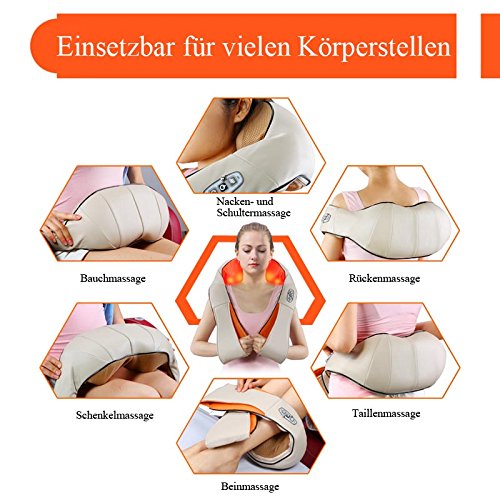 Hengda - Masajeador eléctrico para el cuello, la espalda, la espalda y el cuello, con función de calor, rotación 3D, masaje para casa, oficina o coche