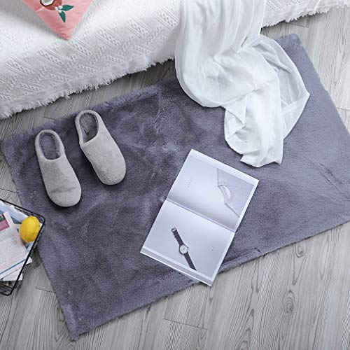 HEQUN Alfombra De Piel De Conejo Artificial,Antideslizante Lujosa Suave Lana Artificial Alfombra para salón Dormitorio baño sofá Silla cojín (Gris, 60x90cm) HEQUN Alfombra De Piel De Conejo Artificial,Antideslizante Lujosa Suave Lana Artificial Alfombra para salón Dormitorio baño sofá Silla cojín (Gris, 60x90cm)