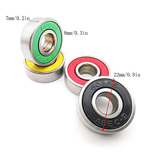 Her Kindness 16 Piezas Rodamientos Skate 608RS Rodamientos ABEC 9,Doble Blindado Rodamientos Patines(8mm x 22mm x 7mm) Her Kindness 16 Piezas Rodamientos Skate 608RS Rodamientos ABEC 9,Doble Blindado Rodamientos Patines(8mm x 22mm x 7mm)