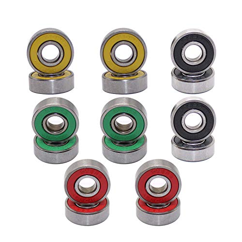 Her Kindness 16 Piezas Rodamientos Skate 608RS Rodamientos ABEC 9,Doble Blindado Rodamientos Patines(8mm x 22mm x 7mm) Her Kindness 16 Piezas Rodamientos Skate 608RS Rodamientos ABEC 9,Doble Blindado Rodamientos Patines(8mm x 22mm x 7mm)
