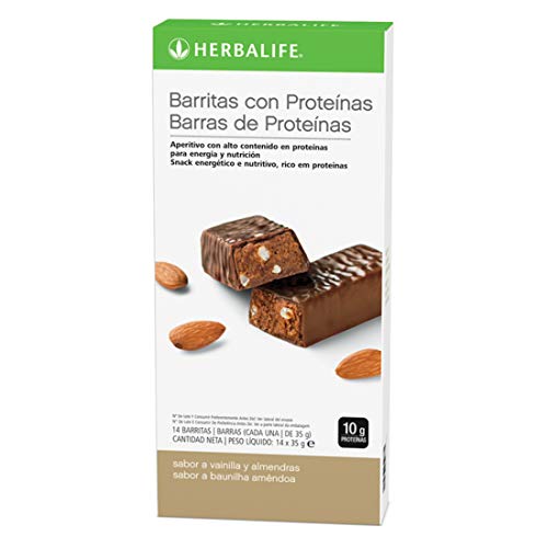 Herbalife - Barritas con Proteínas sabor a Vainilla y almendras 14 x 35 g Herbalife - Barritas con Proteínas sabor a Vainilla y almendras 14 x 35 g