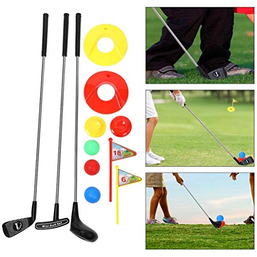 HEREB Juego de juguetes de golf para niños, 10 piezas portátiles Mini niños Golf Club Juguete al aire libre Aprendizaje Putting Golf para niños preescolares