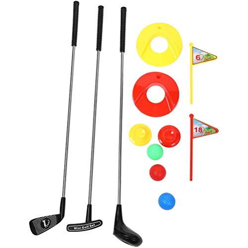 HEREB Juego de juguetes de golf para niños, 10 piezas portátiles Mini niños Golf Club Juguete al aire libre Aprendizaje Putting Golf para niños preescolares