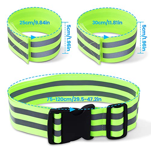 Herefun Juego de 6 Bandas Reflectantes, Cintas Reflectantes para Tobilleras, Pulseras, Brazalete Reflectantes Alta Visibilidad para Correr, Trotar, Bicicleta