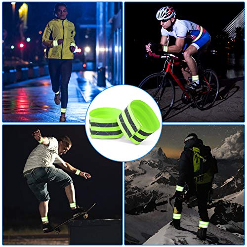 Herefun Juego de 6 Bandas Reflectantes, Cintas Reflectantes para Tobilleras, Pulseras, Brazalete Reflectantes Alta Visibilidad para Correr, Trotar, Bicicleta