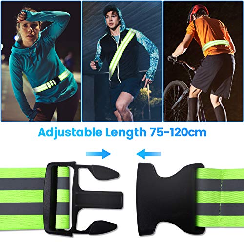 Herefun Juego de 6 Bandas Reflectantes, Cintas Reflectantes para Tobilleras, Pulseras, Brazalete Reflectantes Alta Visibilidad para Correr, Trotar, Bicicleta