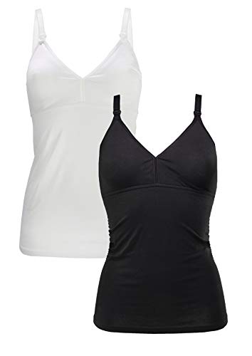 Herzmutter Top de Lactancia Materna - Camiseta sin Mangas de Lactancia - Ropa de Lactancia - Camiseta para Mujeres Lactantes - Bustier Integrado - algodón - 5420 (S, Negro/Blanco) Herzmutter Top de Lactancia Materna - Camiseta sin Mangas de Lactancia - Ropa de Lactancia - Camiseta para Mujeres Lactantes - Bustier Integrado - algodón - 5420 (S, Negro/Blanco)