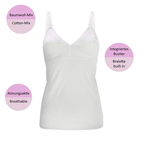 Herzmutter Top de Lactancia Materna - Camiseta sin Mangas de Lactancia - Ropa de Lactancia - Camiseta para Mujeres Lactantes - Bustier Integrado - algodón - 5420 (S, Negro/Blanco) Herzmutter Top de Lactancia Materna - Camiseta sin Mangas de Lactancia - Ropa de Lactancia - Camiseta para Mujeres Lactantes - Bustier Integrado - algodón - 5420 (S, Negro/Blanco)