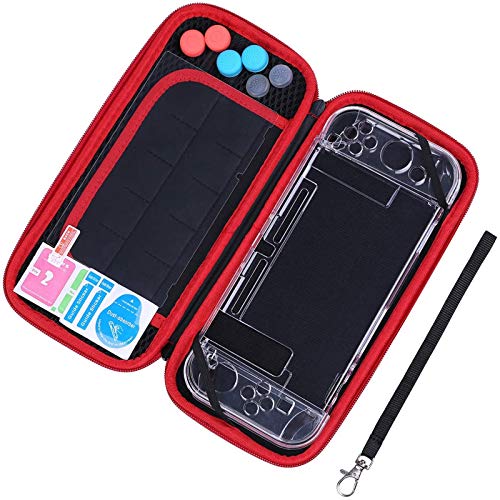 HEYSTOP Nintendo Switch Accesorio, Nintendo Switch Funda Funda de Transporte para Nintendo Switch Nintendo Switch Protector de Pantalla Apretones de Pulgar