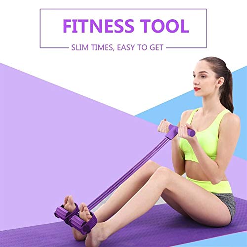 HGWZLQ 4 Tubo Fuerte Resistencia De La Aptitud Bandas De Látex Pedal del Pie Ejercitador Tire Cuerdas De Yoga Deportes Pilates Fitness Equipo De Adelgazamiento Gym (Color : Purple)