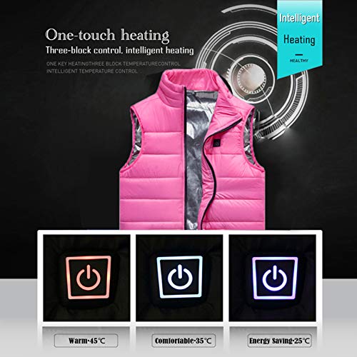 HGYJ Chalecos calefactable,Chaleco para niños, Chaleco de algodón con calefacción USB de otoño e Invierno, Chaqueta de calefacción Lavable para Exteriores,Pink,130CM