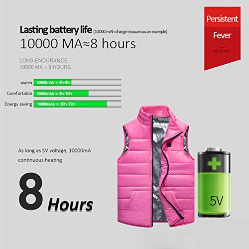 HGYJ Chalecos calefactable,Chaleco para niños, Chaleco de algodón con calefacción USB de otoño e Invierno, Chaqueta de calefacción Lavable para Exteriores,Pink,130CM HGYJ Chalecos calefactable,Chaleco para niños, Chaleco de algodón con calefacción USB de otoño e Invierno, Chaqueta de calefacción Lavable para Exteriores,Pink,130CM