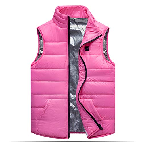 HGYJ Chalecos calefactable,Chaleco para niños, Chaleco de algodón con calefacción USB de otoño e Invierno, Chaqueta de calefacción Lavable para Exteriores,Pink,130CM