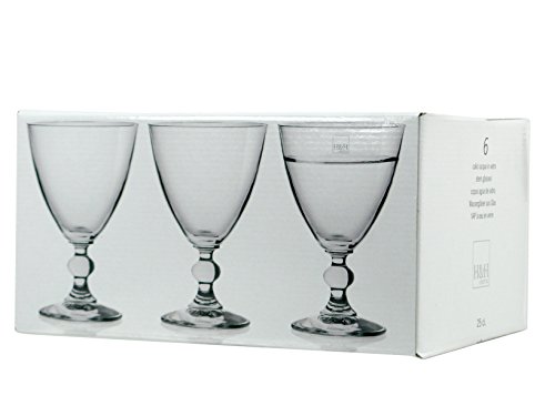 H&H Splendor Juego Copas para Agua, Vidrio, Transparente, 25 cl, 6 Piezas