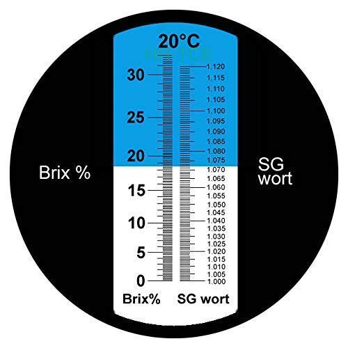 HHTEC Refractómetro Brix 0-32% wort de cerveza SG 1.000 - 1.120 índice de rotura de wort Dispositivo medidor del contenido de azúcar en la cerveza con función ATC
