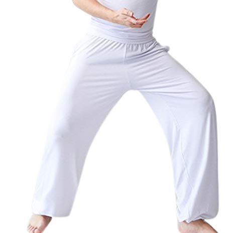 hibasing Pantalones Super Suaves de Yoga para Hombres, Pantalones de Pilates, Artes Marciales, Pantalones de Tai Chi con Bolsillo