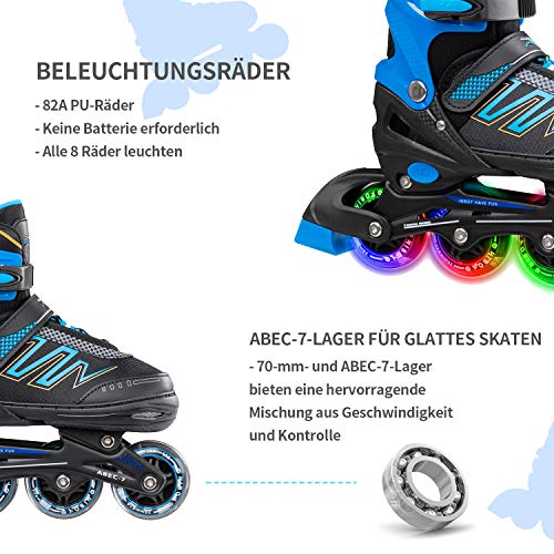 Hiboy Patines en línea ajustables con todas las ruedas iluminadas, patines para exteriores e interiores, para niños, niñas y principiantes (talla 39-42), color azul Hiboy Patines en línea ajustables con todas las ruedas iluminadas, patines para exteriores e interiores, para niños, niñas y principiantes (talla 39-42), color azul