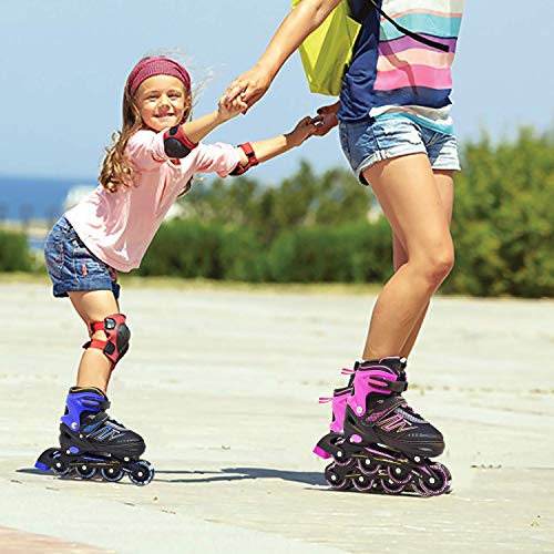 Hiboy Patines en línea ajustables con todas las ruedas iluminadas, patines para exteriores e interiores, para niños, niñas y principiantes (talla 39-42), color azul