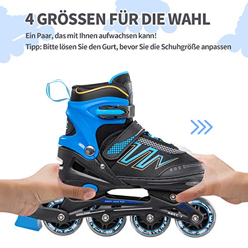 Hiboy Patines en línea ajustables con todas las ruedas iluminadas, patines para exteriores e interiores, para niños, niñas y principiantes (talla 39-42), color azul Hiboy Patines en línea ajustables con todas las ruedas iluminadas, patines para exteriores e interiores, para niños, niñas y principiantes (talla 39-42), color azul