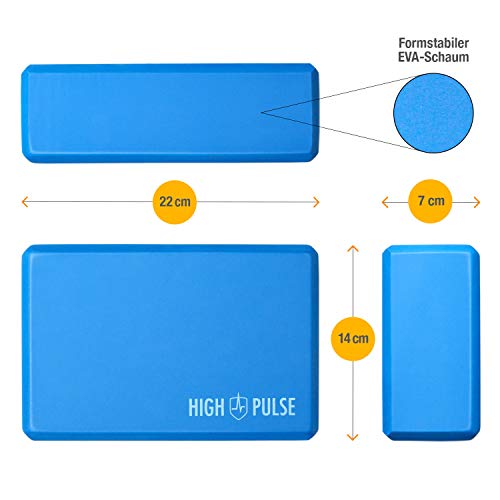 High Pulse® Bloque de Espuma EVA (2 Unids - Negro) - Bloque de Yoga prácticos Accesorios y ayudas para Ejercicios Que requieran flexibilidad