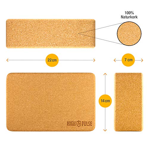 High Pulse® Bloque de Yoga de Corcho (2 Bloques) – Bloques para Yoga de Calidad para ayudarse en la práctica de Yoga o Pilates y Conseguir Mayor flexibilidad High Pulse® Bloque de Yoga de Corcho (2 Bloques) – Bloques para Yoga de Calidad para ayudarse en la práctica de Yoga o Pilates y Conseguir Mayor flexibilidad