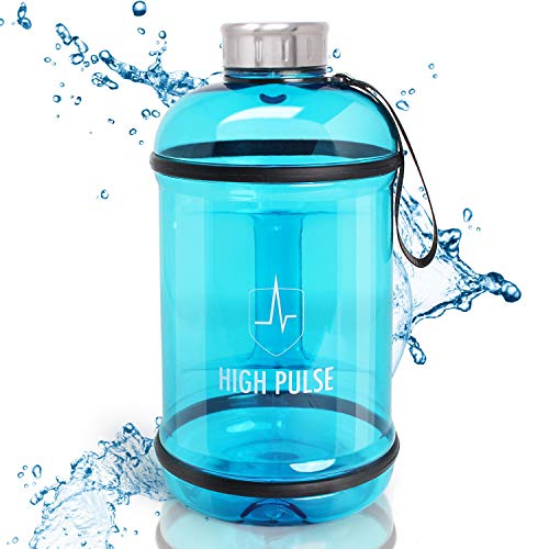 High Pulse Botella de agua para gimnasio 2,2 L – La botella deportiva con asa no se derrama y es el accesorio de gimnasio perfecto – Sin BPA