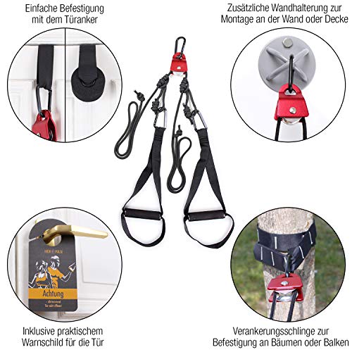 High Pulse Entrenamiento Suspension (7 piezas) – Kit fitness + polea, anclaje para puerta, fijación para pared, póster, cartel para puerta, funda y banda de resistencia High Pulse Entrenamiento Suspension (7 piezas) – Kit fitness + polea, anclaje para puerta, fijación para pared, póster, cartel para puerta, funda y banda de resistencia