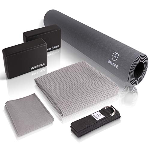 High Pulse Set de yoga (6 piezas) Con esterilla de yoga, 2 bloques de yoga, correa de yoga, toalla de yoga con puntos antideslizantes y toalla extra. Accesorios de yoga para todos los niveles High Pulse Set de yoga (6 piezas) Con esterilla de yoga, 2 bloques de yoga, correa de yoga, toalla de yoga con puntos antideslizantes y toalla extra. Accesorios de yoga para todos los niveles