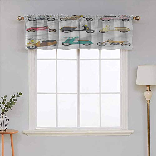 Hiiiman Cortinas cortas, protección de privacidad, diseño de scooters, juego de 2, cortinas de ventana de 137 x 61 cm, para baño, cocina, sala de estar