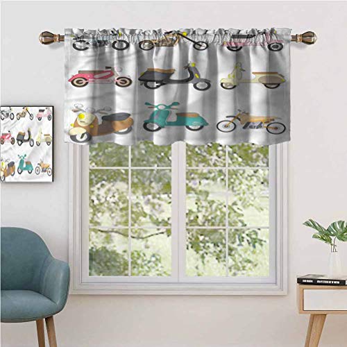 Hiiiman Cortinas cortas, protección de privacidad, diseño de scooters, juego de 2, cortinas de ventana de 137 x 61 cm, para baño, cocina, sala de estar Hiiiman Cortinas cortas, protección de privacidad, diseño de scooters, juego de 2, cortinas de ventana de 137 x 61 cm, para baño, cocina, sala de estar