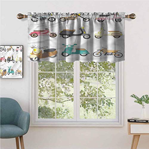 Hiiiman Cortinas cortas, protección de privacidad, diseño de scooters, juego de 2, cortinas de ventana de 137 x 61 cm, para baño, cocina, sala de estar