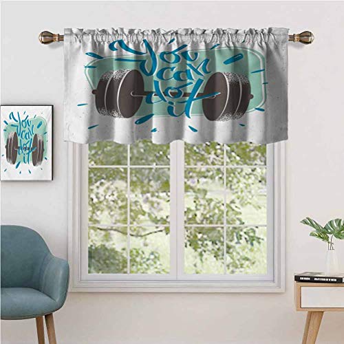 Hiiiman Cortinas pequeñas para ventana de cocina con cenefas retro con mancuernas, inspiración, juego de 2, 54 x 36 pulgadas para cocina, baño y cafetería.