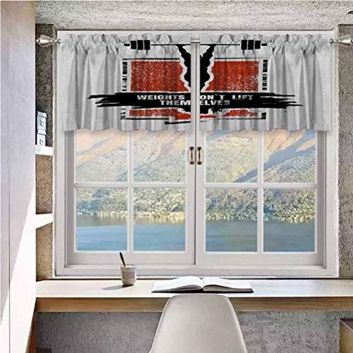 Hiiiman Cortinas térmicas aisladas con cenefa de culturista enormes siluetas de mancuernas, icono de posar atleta, juego de 1, 132 x 45 cm para decoración de salón comedor Hiiiman Cortinas térmicas aisladas con cenefa de culturista enormes siluetas de mancuernas, icono de posar atleta, juego de 1, 132 x 45 cm para decoración de salón comedor