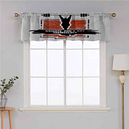 Hiiiman Cortinas térmicas aisladas con cenefa de culturista enormes siluetas de mancuernas, icono de posar atleta, juego de 1, 132 x 45 cm para decoración de salón comedor Hiiiman Cortinas térmicas aisladas con cenefa de culturista enormes siluetas de mancuernas, icono de posar atleta, juego de 1, 132 x 45 cm para decoración de salón comedor