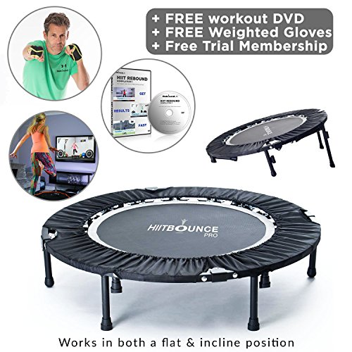 Hiit Bounce Pro Mini Cama Elástica Plegable con Inclinación AjustableIncluye DVD con Una Compilación de Rebotes de alta Energía y Entrenamiento de Inclinación Trampolines Fitness Peso máximo 140 kg