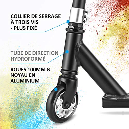 Hikole Patinete Freestyle para niños y Adolescentes – Patinete Pro Resistente a Las Acrobacias y Saltos, 100 kg de Carga, 80 cm de Altura (Negro-4)