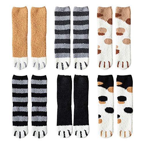 Hilareco Gato Calcetines,Calcetines Mujer Invierno,6 pares de garras de gato de invierno Calcetines gruesos y cálidos para dormir, calcetines de felpa de coral de felpa calcetines de tubo femeninos Hilareco Gato Calcetines,Calcetines Mujer Invierno,6 pares de garras de gato de invierno Calcetines gruesos y cálidos para dormir, calcetines de felpa de coral de felpa calcetines de tubo femeninos
